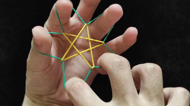 教你用橡皮筋拉出双层五角星