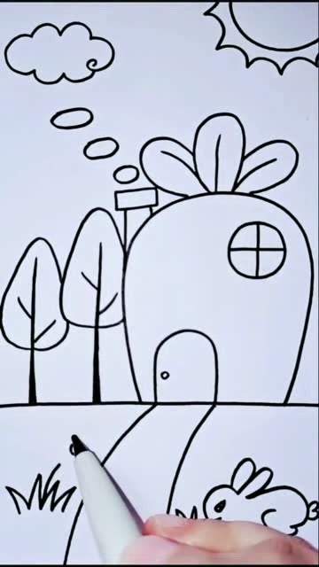 兔子房子简笔画儿童图片