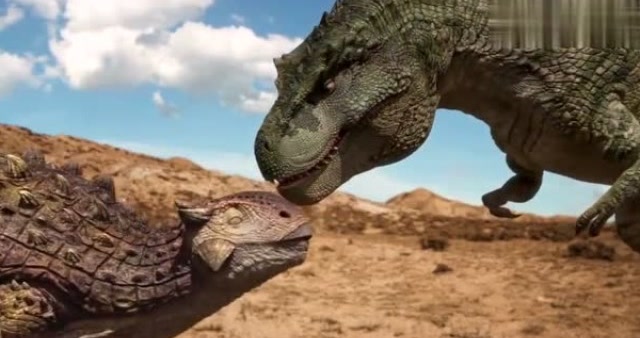 恐龙王传奇,甲龙看到霸王龙受了伤,向它发动了进攻