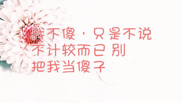 我不傻,只是不说不计较而已!