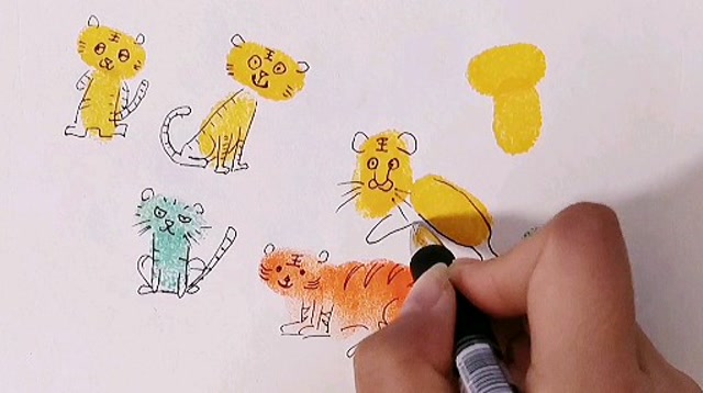 用手指印画小动物图片