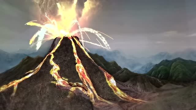 一座人造山,一块大屏幕,火山喷发有真实感吗!