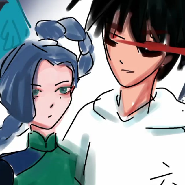 再遇伍六七#今天把梅花十三和阿七一起画了#指绘##学习