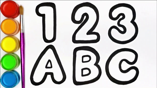 儿童绘画 | 教孩子画数字和字母并涂上闪亮的颜色 简笔画 着色