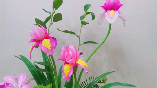 丝网花"鸢尾花"制作教程 ﻿#手工diy#﻿