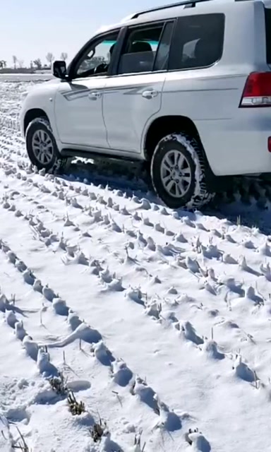 爱的魔力转圈圈!美女开酷路泽雪地漂移,这下彻底玩嗨了