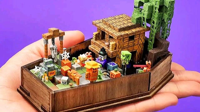 用普通黏土制作微缩版我的世界之沼泽魔盒.