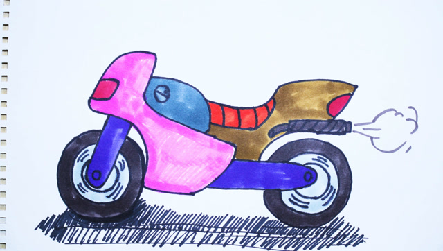 神笔简笔画摩托车成片儿童绘画早教场景教程大全