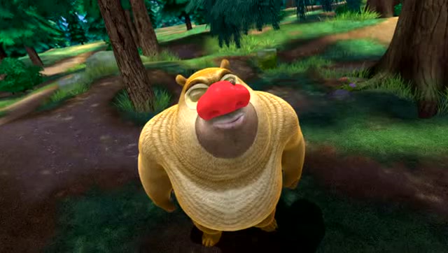 熊出没:熊二戴上了一个红鼻子 嗅觉强大了 还闻到了花香