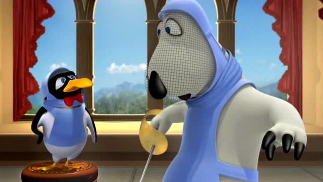 喜剧动漫:倒霉熊全副武装和小企鹅比击剑,没想到又戏剧的输了