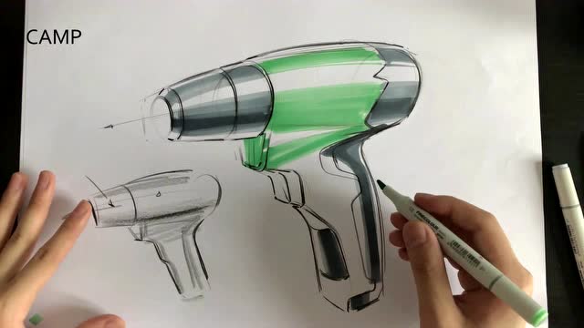 【icamp】工业产品设计手绘-电钻马克笔表现