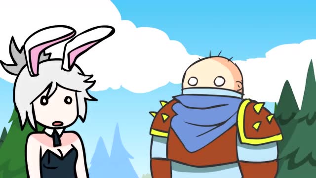 英雄联盟小动画:炼金和盖伦在瑞文面前比谁更壮