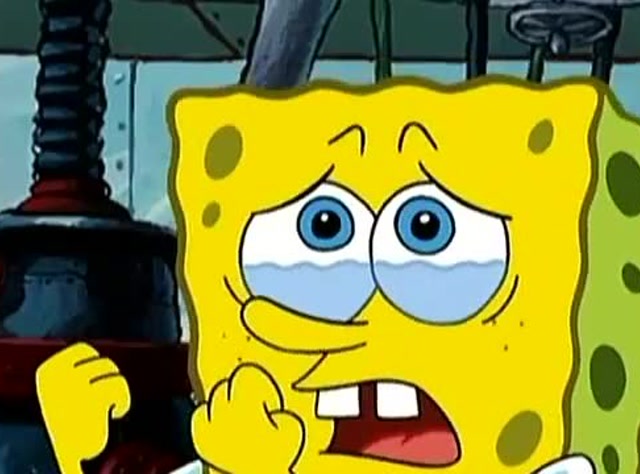 海绵宝宝:不知道发生了什么海绵宝宝哭了.