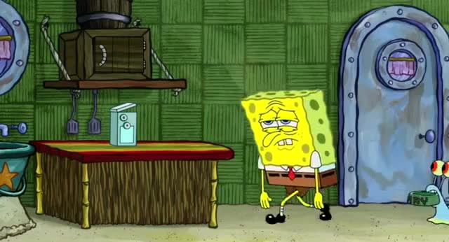 海绵宝宝被开除后做什么都没劲, 伤心到颓废