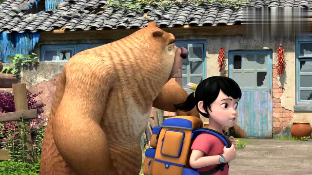 光头强和赵琳熊大熊二到达了神奇的无人村