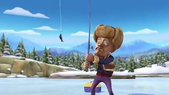 熊出没: 光头强终于钓上了鱼,但是一条小鱼