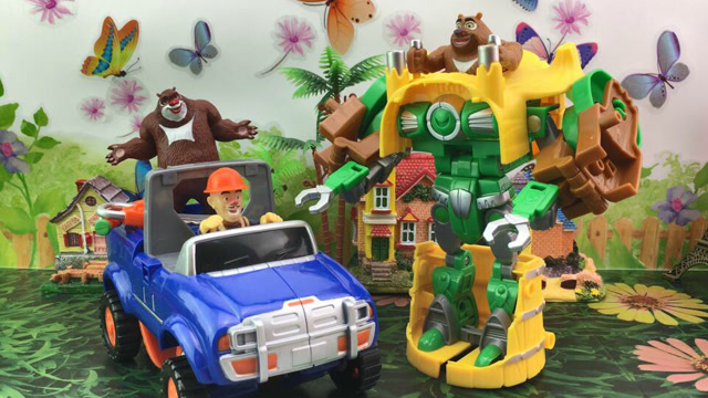 光头强熊熊变形车熊大熊二机甲变形