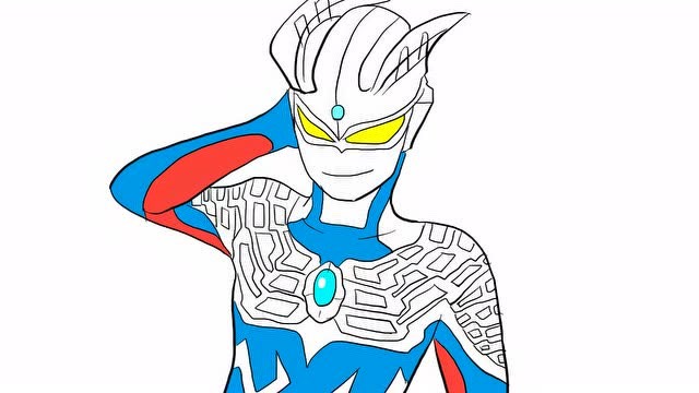 开心的赛罗奥特曼儿童卡通简笔画