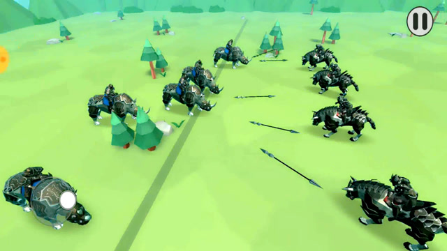 战争模拟器:五个犀牛骑兵,对战五个重甲骑兵,这是一场公平的战斗