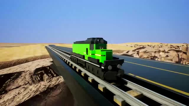 乐高beamng:动力火车开足马力冲向超大炸弹,拟真车祸模拟游戏