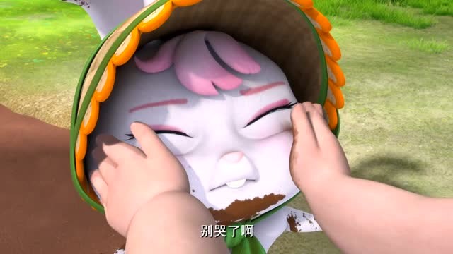 《熊熊乐园》光头强用力捏了捏凯特的脸,凯特却不哭了
