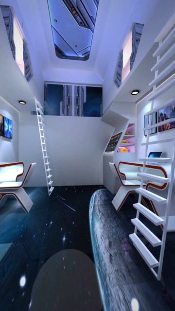 科幻元素四人豪华寝室,全现代化高科技配置!