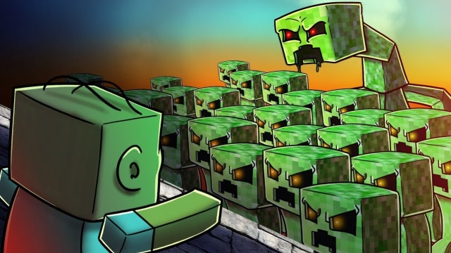 我的世界:变异僵尸大战一群变异爬行者,你觉得谁比较厉害?