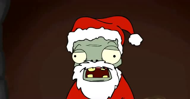 植物大战僵尸,戴夫化妆成圣诞老人的僵尸