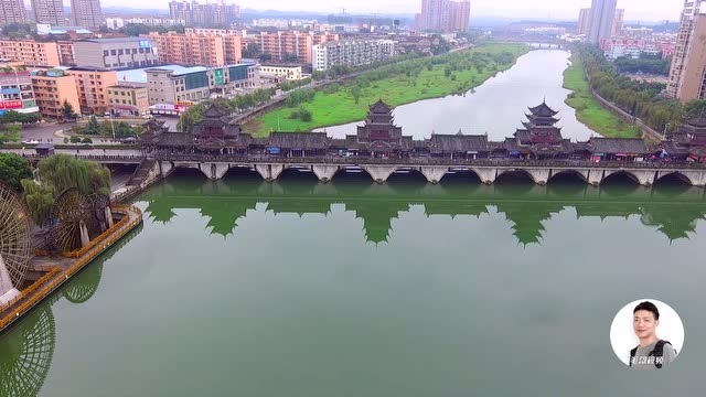 绵阳毛哥来到四川德阳:航拍罗江太平廊桥,格外壮观,堪比九眼桥