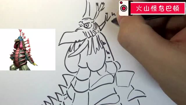 奥特曼简笔画火山怪鸟巴顿实力强大的怪兽