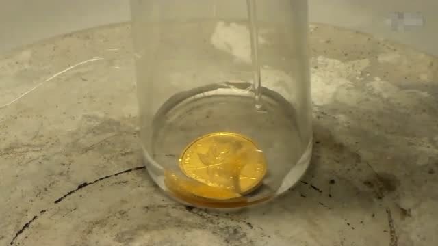实验,金币溶于王水全过程