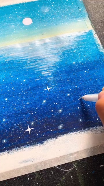 油画棒画星辰与大海步骤简单易学零基础一看就会