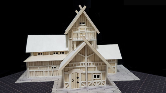 【自制微缩场景模型】用木板手工制作了一个码头小屋