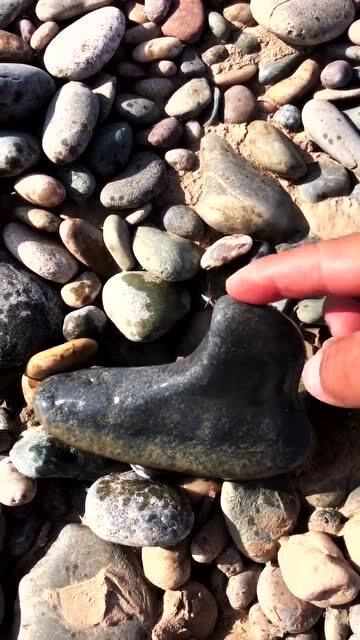 在河滩上找到一个精品靴子石,造型太完美了,可以收藏起来