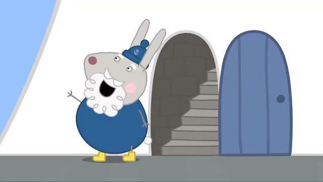 小猪佩奇:兔爷爷住在岩石上,只有大海天空作伴,让他很孤单!