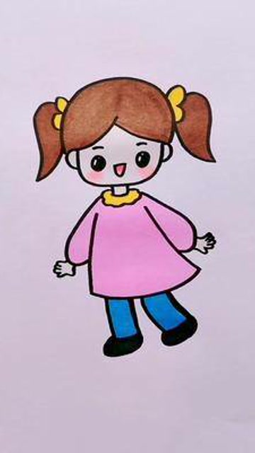 简单画女孩#儿童简笔画 #育儿
