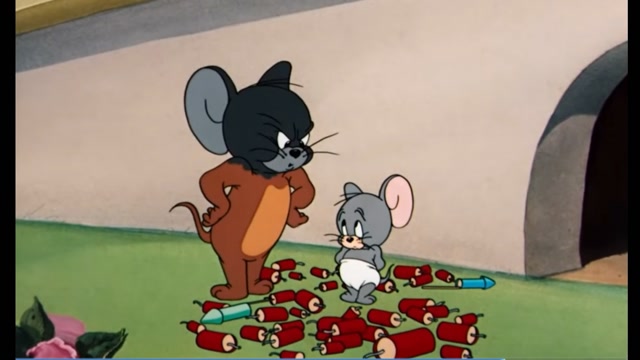 泰菲偷藏鞭炮被发现了,鞭炮炸到了杰瑞,泰菲被罚站啦|猫和老鼠