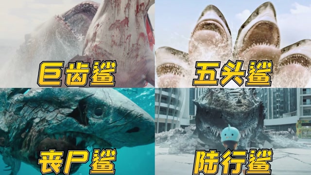 影视中的变异鲨鱼巨齿鲨比轮船还大陆行鲨跑的比汽车还快