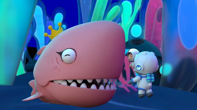 汪汪看动画  鲨鱼一家快乐的生活在海底,快点跑嘟嘟嘟,别被抓到