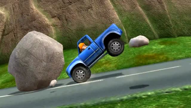 光头强开车遇山体滑坡惊险万分