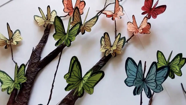 用硬纸板制作漂亮的"3d蝴蝶"立体墙