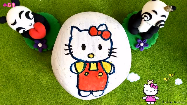 diy石头画 kt猫