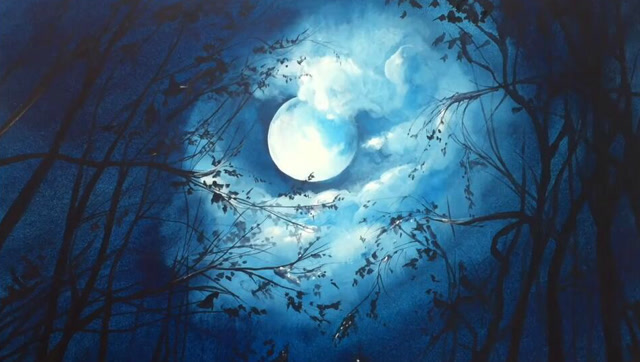 超唯美的水彩艺术,让人心灵宁静的月光之夜