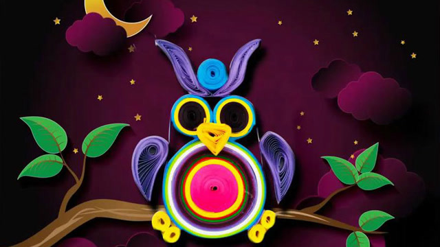 漂亮易学的卷纸猫头鹰贴贴画!可以做手工折纸diy作业哦!