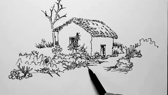 汤向钢笔画——风景速写入门教程 第一季:小瓦房