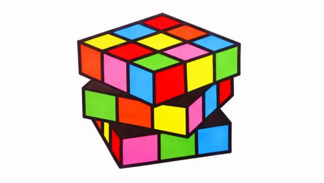 儿童简笔画教程彩页涂色学习颜色 魔方熊猫电动车