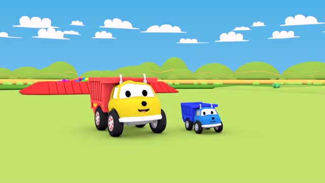 翻斗车伊森今天准备玩跳板,小伙伴们一起来玩吧