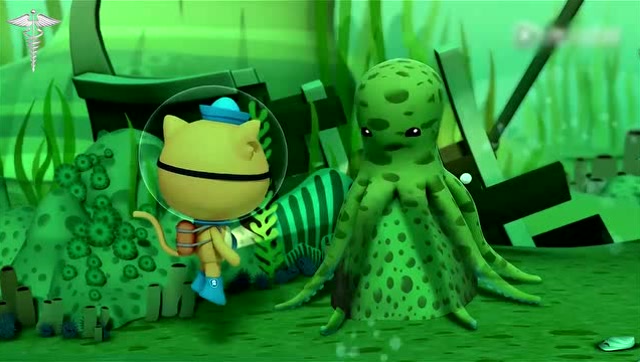 海底小纵队:呱唧出来了,看到了一个绿色的大章鱼