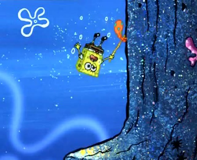 海绵宝宝离家出走失足掉下了悬崖