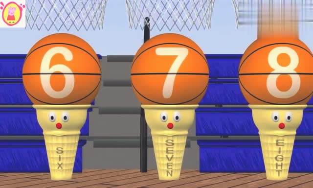 幼儿色彩启蒙动画:跟3d篮球冰淇淋模型学习十个数字